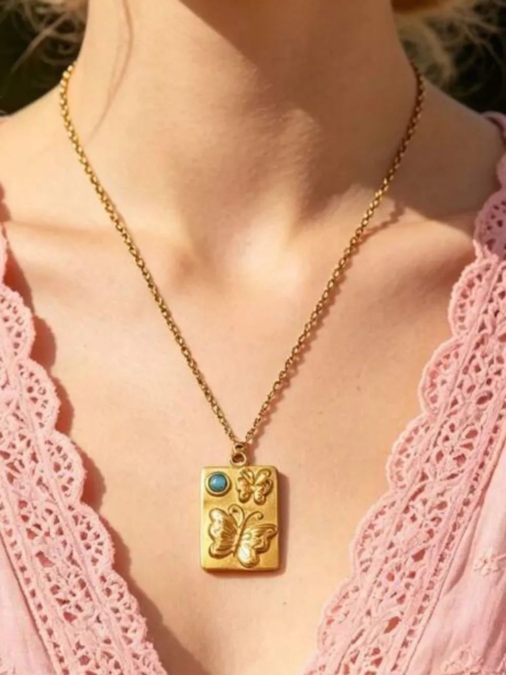 Gold Butterfly Pendant Necklace S1466